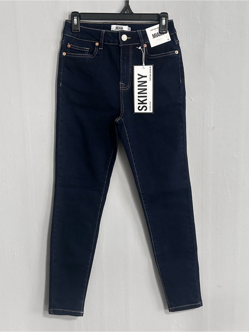 Refuge Denim  MIAMI Skinny High-Rise Stretch Jeans - Dark Blue